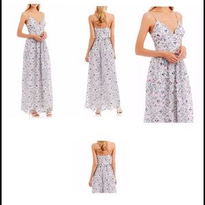 V-Neck Spaghetti Multi Color Lace Gown